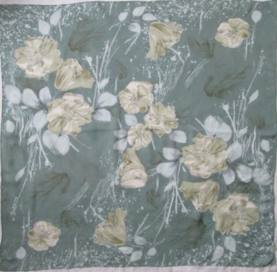 Foulard Carré Vintage 100% Soie 90x90 Cm - Couleur Jaune, Très Bon état Général