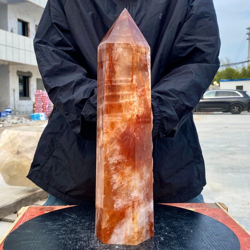 10.95LB Large Natural Red Glue Flower Crystal Obelisk Quartz Energy - 第 9/13 張圖片
