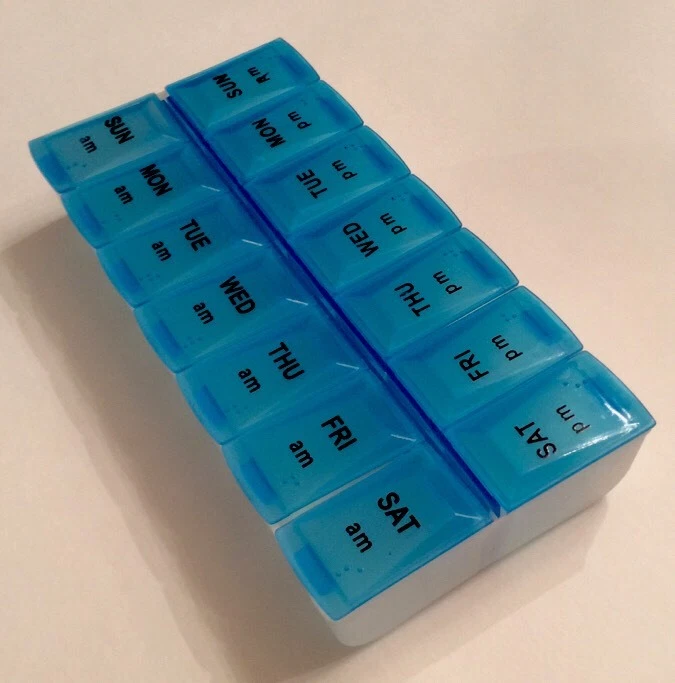 Большой отсек коробка для таблеток 7 дней органайзер для хранения лекарств контейнер футляр AM PM - Изображение 3 из 4