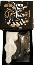 Music Note Party Candles White Black Treble Clef 4 inches Tall  New