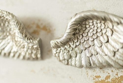 Angel Wings Ornament Set Fairy Feathered Home Silver White Decorations Grave - Picture 11 of 23