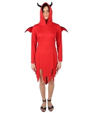 HPO Adult Women s Cute Red Devil Costume with Horns and Tail, Halloween HC-1918