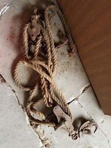 Antique Pulley System Rope Fence Stretcher 2 Double Pulleys block tackle