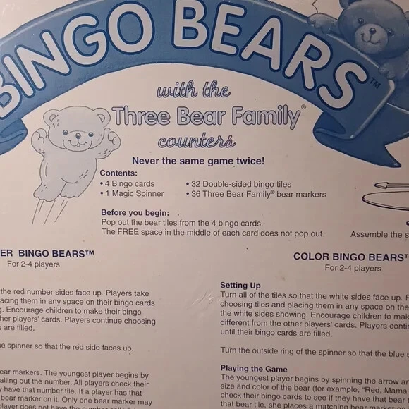 Vintage Bingo Bears Game Learning Resources 2-4 Players Parents Choice NEW - Image 4 of 4