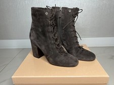 Laurence Dacade Brown Milly Lace Up Suede Ankle Boots Size 39