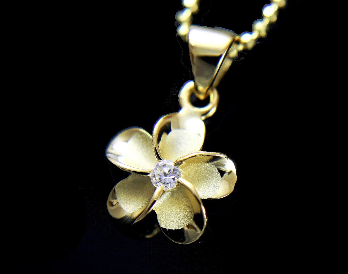 Gold plumeria deals pendant