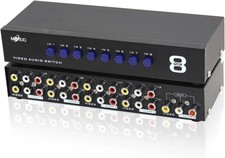 E-SDS 8-Way RCA Switch AV Switcher 8 in 1 Out Composite Video L/R Audio Selector