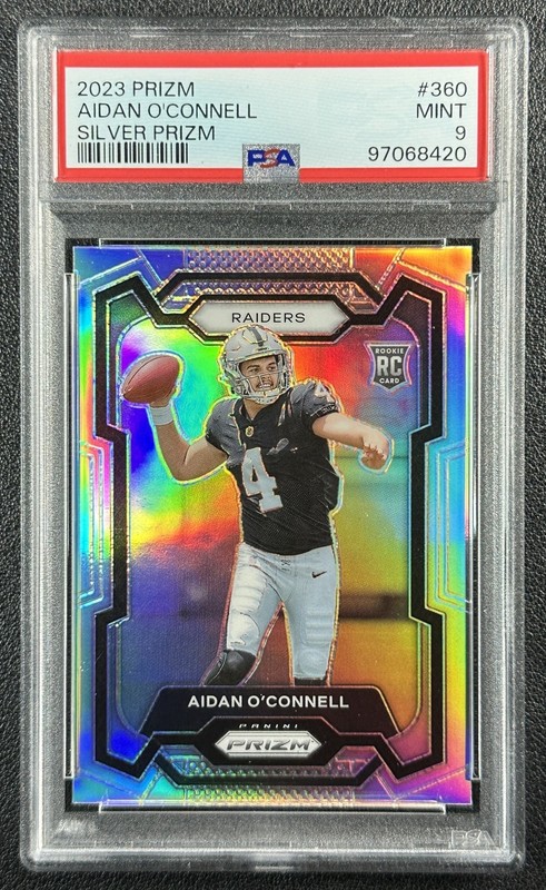 AIDAN O'CONNELL PSA 9 2023 PANINI PRIZM #360 ROOKIE SILVER RC RAIDERS 8420