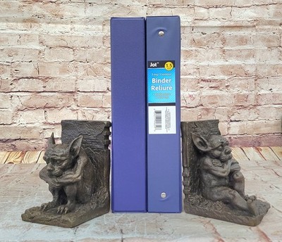Brass Bronze Gothic Gargoyle Griffin Bookends Rare Decor Lost wax Method Figure
