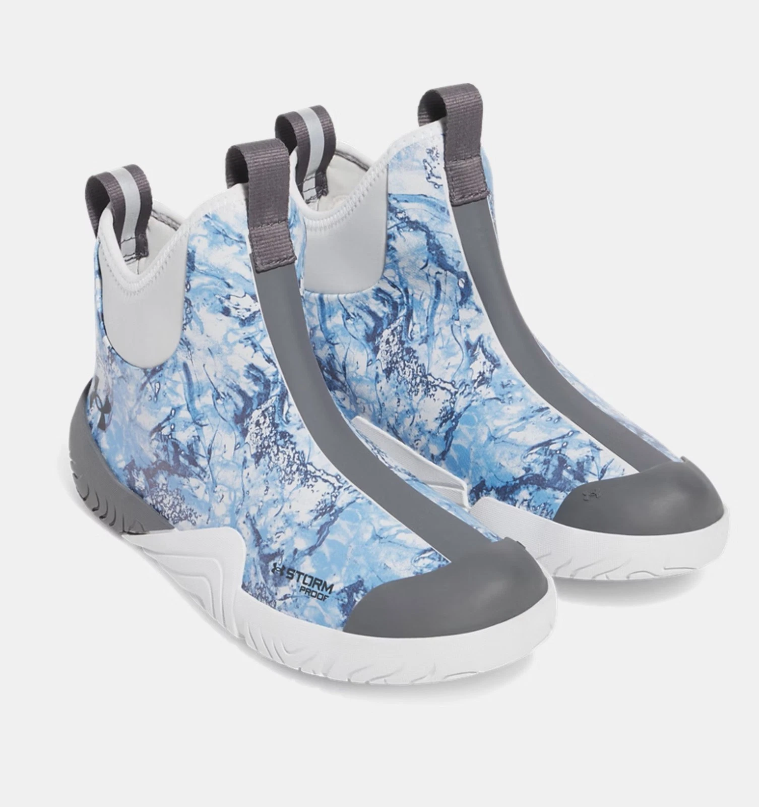 Under Armour Storm Proof Slip-On Fishing Boots Blue Gray Marbled Size 8
