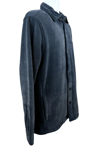 Copper & Oak Mens Shirt Jacket Medium Blue Ribbed Stretch Shacket NWT image 3