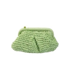 Straw Clutch Purse for Women Summer Beach Woven Evening Bag Light Green