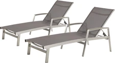 Joy Outdoor Mesh and Aluminum Chaise Lounge (Set of 2), Gray