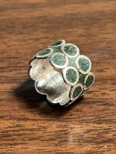 Vintage Taxco Sterling Silver Crushed Turquoise Verdigris Ring Size 5