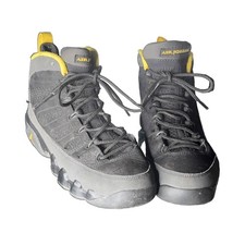 Air Jordan 9 Retro Sneakers Black Grey Yellow Kids 6Y Suede Mid Top