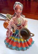 Vintage Paper-Mache Folk Woman Doll from Mexico