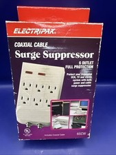 NOS Electripak Coaxial Cable Surge Suppressor 6 Outlet Full Protection- White