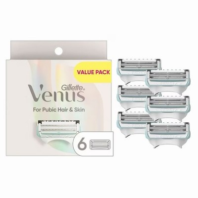 Gillette Venus For Pubic Hair & Skin 2-Blade Razor Cartridges, 6 Count