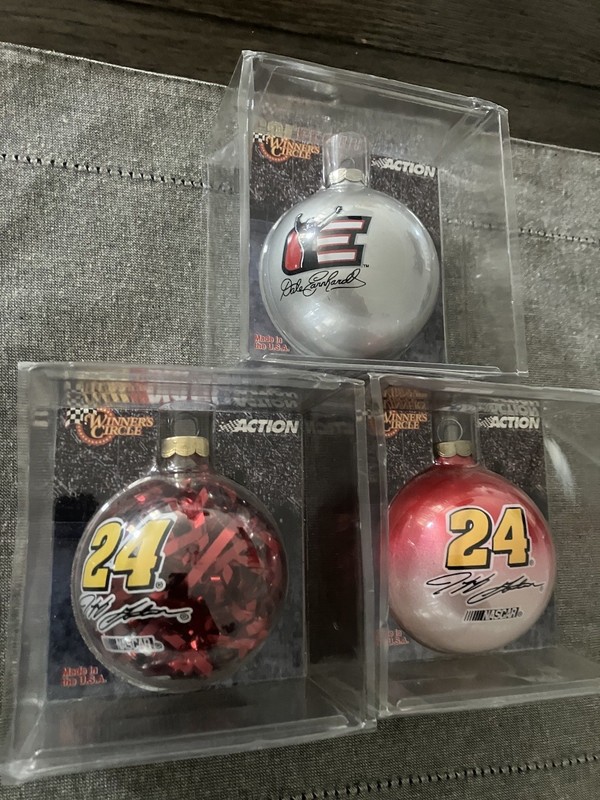 Lot Of 3 NASCAR COLLECTIBLE  Christmas Ornaments. 1- Earnhardt, 2- Gordon