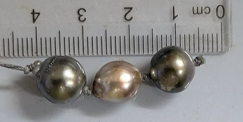 Three Drilled Salt Water TAHITI Tahitian PEARLS Pearl Lot (#F8096)