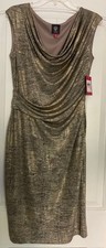 Vince Camuto New with Tags Metallic Gold Ruched Cowl Neck Sheath Dress sz 10 NWT