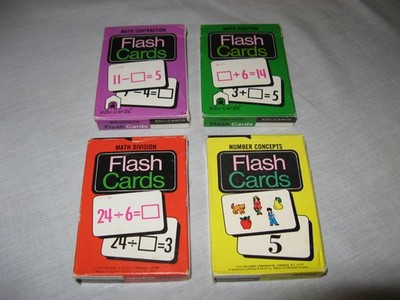 Edu-Cards Vintage 1974 Lot Of 4 Math Based Flash Card Sets Home School Education