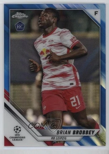2021 Chrome UEFA Champions League Blue Refractor Brian Brobbey Rookie RC 02u4