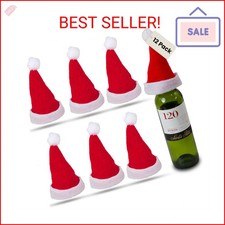 Iconikal 12-Pack Mini Felt Santa Hats Red 4.5x6-Inch Christmas Decorations for C