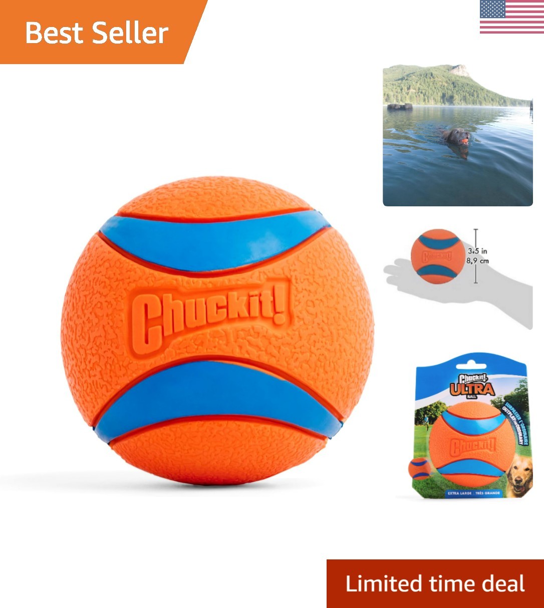 Ultra Ball Dog Toy - Size XL - For Dogs 100+ lbs - Made from Durable Rubber -...