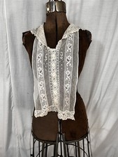 antique lace dicky collar white embroidered Irish crochet original 19thc