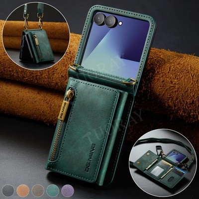 Leder Hülle für Samsung Galaxy Z Flip 7 6 5 4 3 Handy Schutz Tasche Case Cover