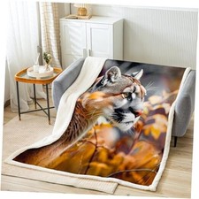 Lion Duvet Cover 3D Safari Animal Blanket American Wild Cat Throw Multi 65