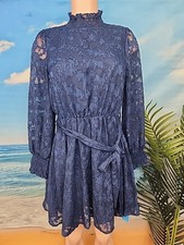Nwt Cupshe Women's Textured Blue Long Sleeves Dress size Small