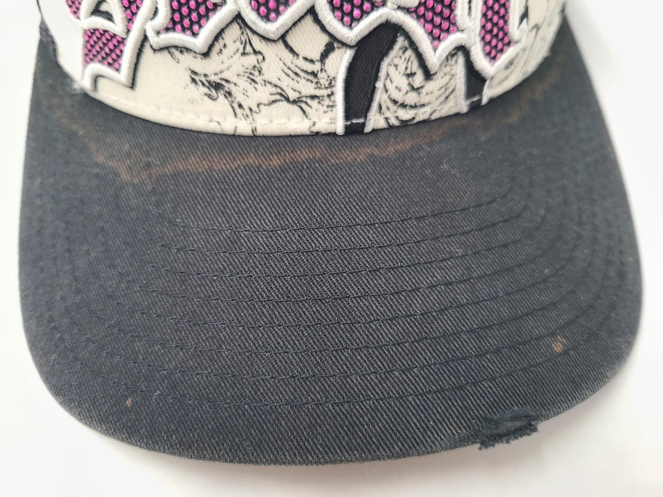 Mujeres Skin Industries Malla Envejecida Camionero Snapback Gorra Gorra Blanca Negra Rosa Foto 4 de 4