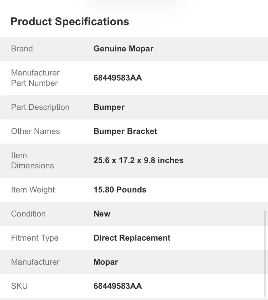 RAM 2500 3500 2019-2024 KIT DE SOPORTE DE PARACHOQUES DELANTERO NUEVO GENUINO MOPAR 68449583AB Foto 3 de 4