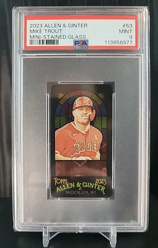 MIKE TROUT 2023 Topps Allen & Ginter Mini STAINED GLASS #53 L.A. ANGELS - PSA 9
