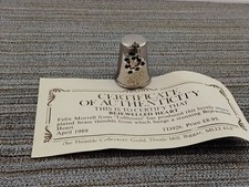 Collectable Thimbles Bejewelled Heart felix morel 1989 Brass Thimble Guild + Cer