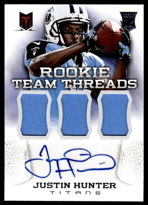 2013 PANINI MOMENTUM JUSTIN HUNTER 5 MT ROOKIE TEAM THREADS AUTO RED /49 TITANS
