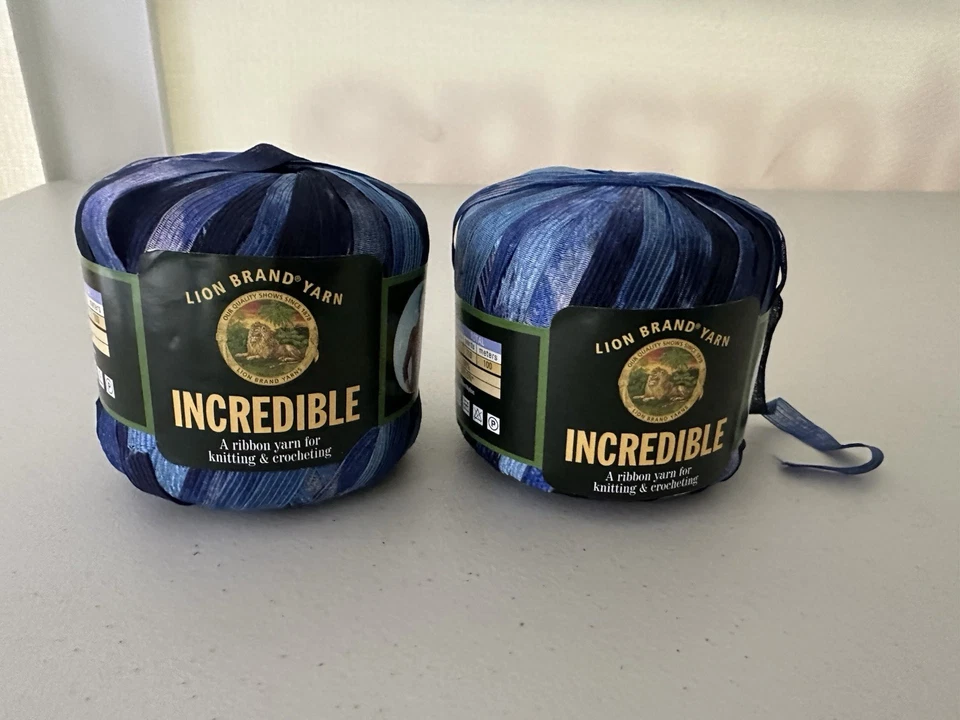 Increíble hilo de cinta vintage marca Lion #202 tonos azules 50 gramos Foto 3 de 3