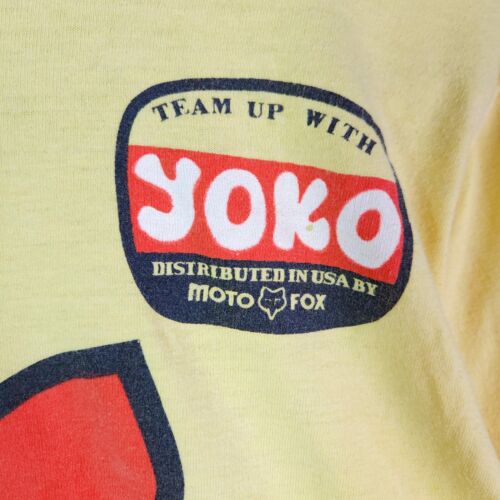 Vintage 70's Moto-X Fox Yoko Racing Yellow Long Sleeve Motocross Shirt Small - Imagen 6 de 7