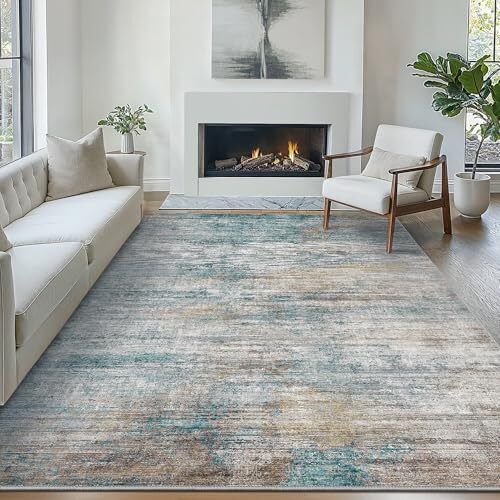 Washable Rug, Soft Abstract Rugs Non-Slip, Thin Foldable 3x5 3X5 Avocado Green - Picture 1 of 7