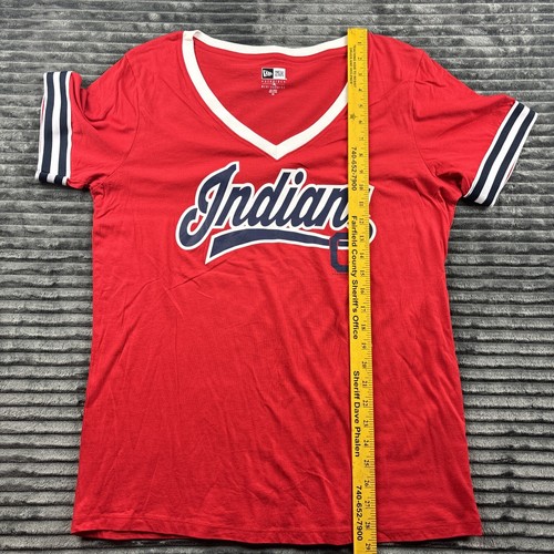 New Era Cleveland Indians V Neck T Shirt Red 2xl Womens Genuine Merchandise. - Picture 7 of 11