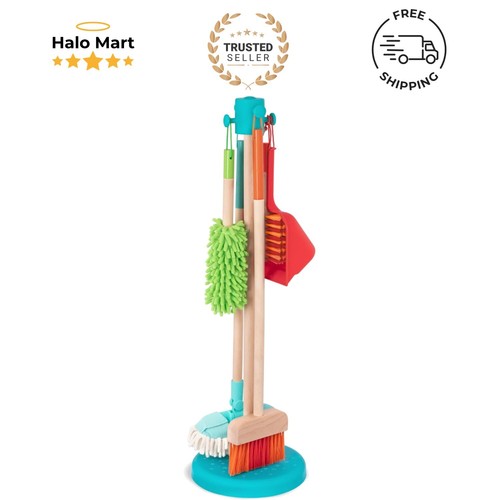 Pretend Play Kids Cleaning Set – Colorful Broom, Mop, Duster, and Storage Kit