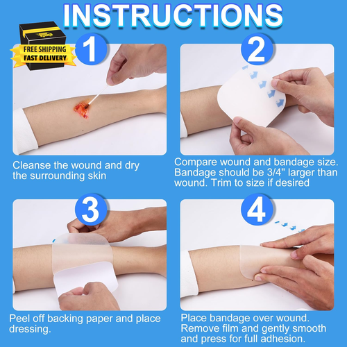Hydrocolloid Bandages, 2”X2”, 14 Patches, Ultra Thin, HSA FSA Eligible, Sterile, - Picture 7 of 7