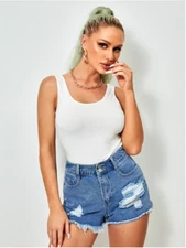 White Solid Form Fitted Tank Top Sz XS S M L XL