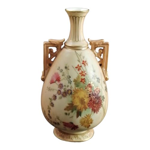 Antique Royal Worcester hand painted twin handled vase - Picture 3 of 16