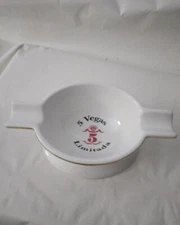 5 Vegas Limitada Cigar Ash Tray Dual Ceramic Goldtone Accent Tobacciana