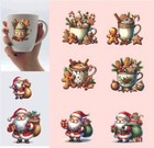 9x Mixed Christmas Santa/Gingerbread Coffee/Vinyl Sticker/Decal/Wine Party Décor