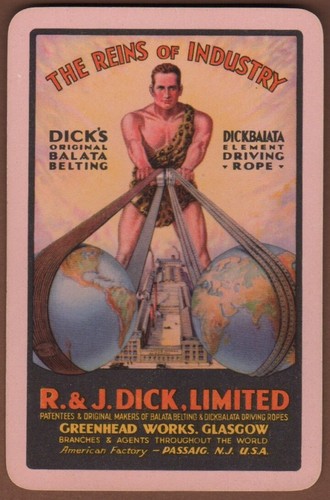Playing Cards Single Card Old DICKS BELTING Advertising BODYBUILDER Strongman A