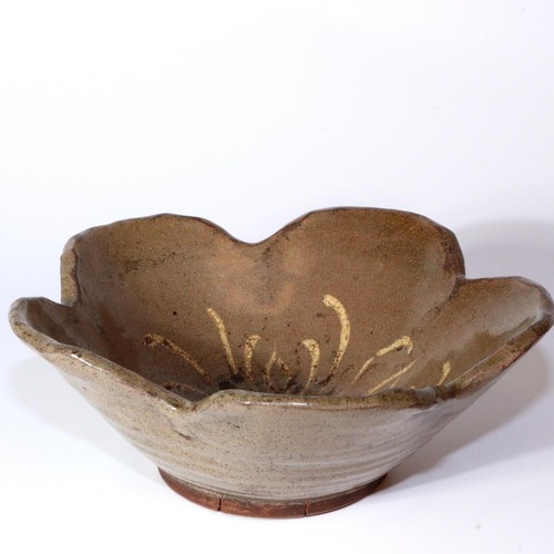 Japanese Antique Takatori ware Basin Flower Shaped Bolw Tea Chawan pottery - Picture 3 of 13